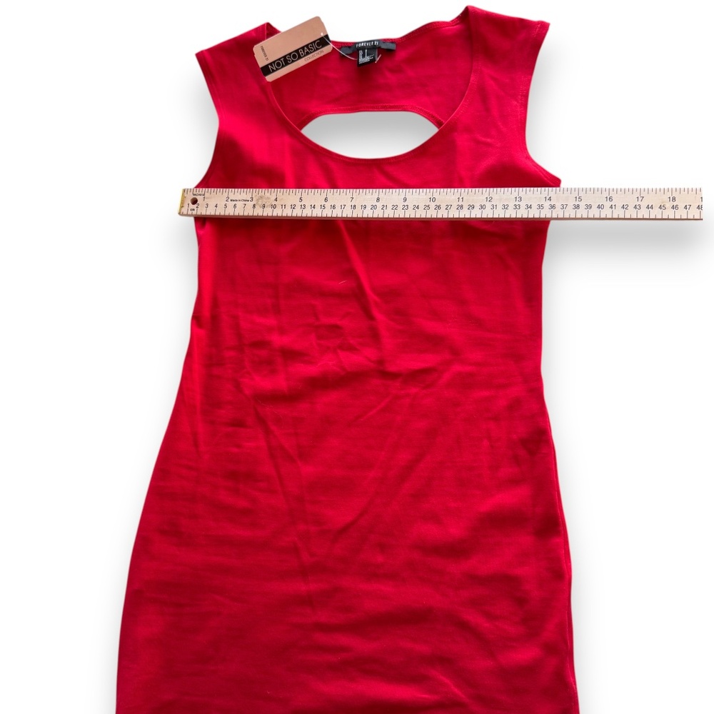 FOREVER 21 red bodycon dress open back sleeveless stretch small - Picture 6 of 8